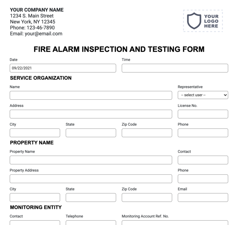 Fire Alarm Inspection Report Template