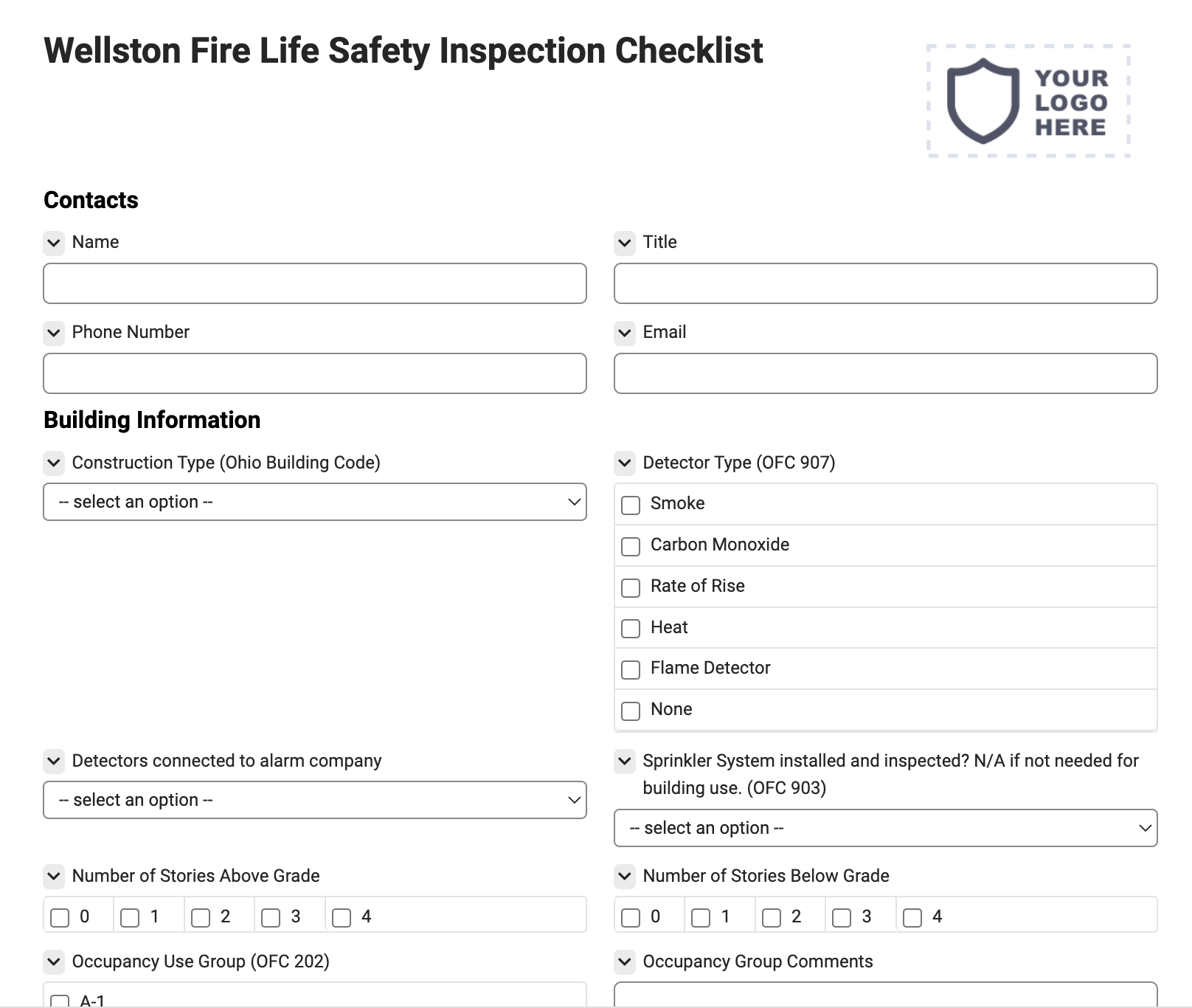 Wellston Fire Life Safety Inspection Checklist