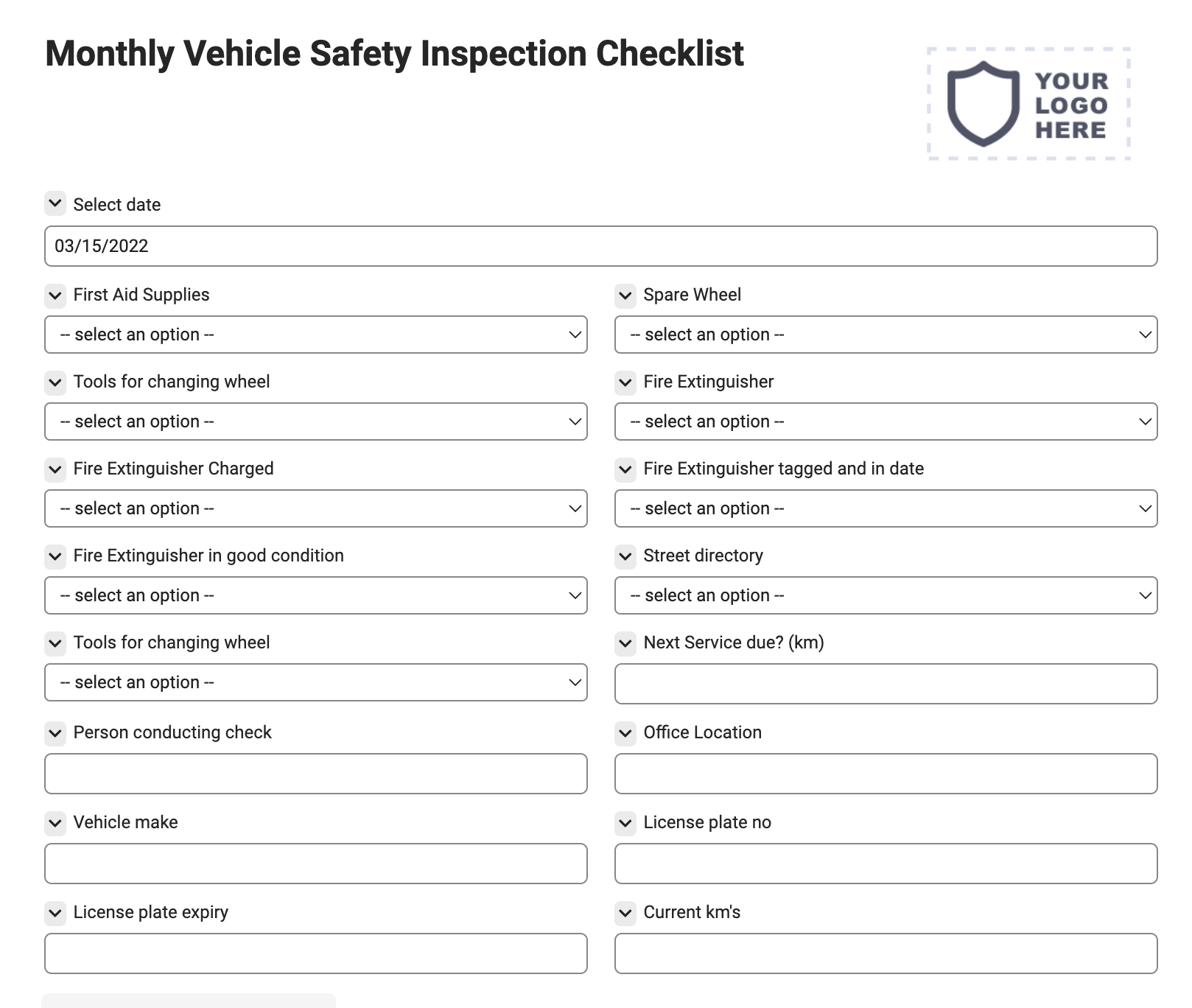 Monthly Vehicle Safety Inspection Checklist
