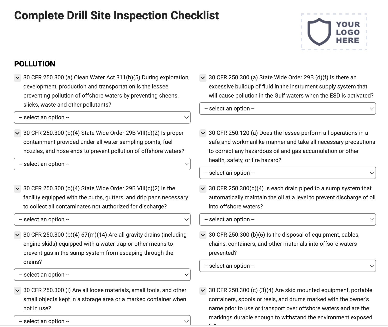 Complete Drill Site Inspection Checklist
