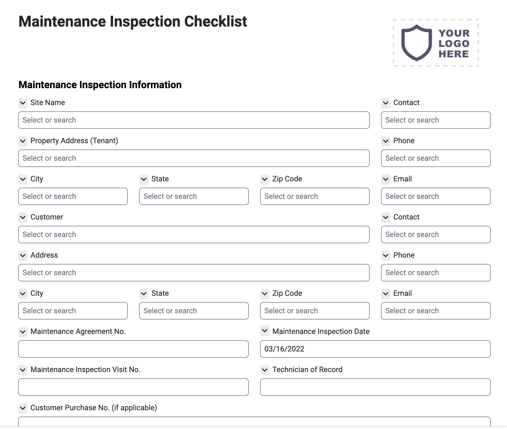 Maintenance Inspection Checklist