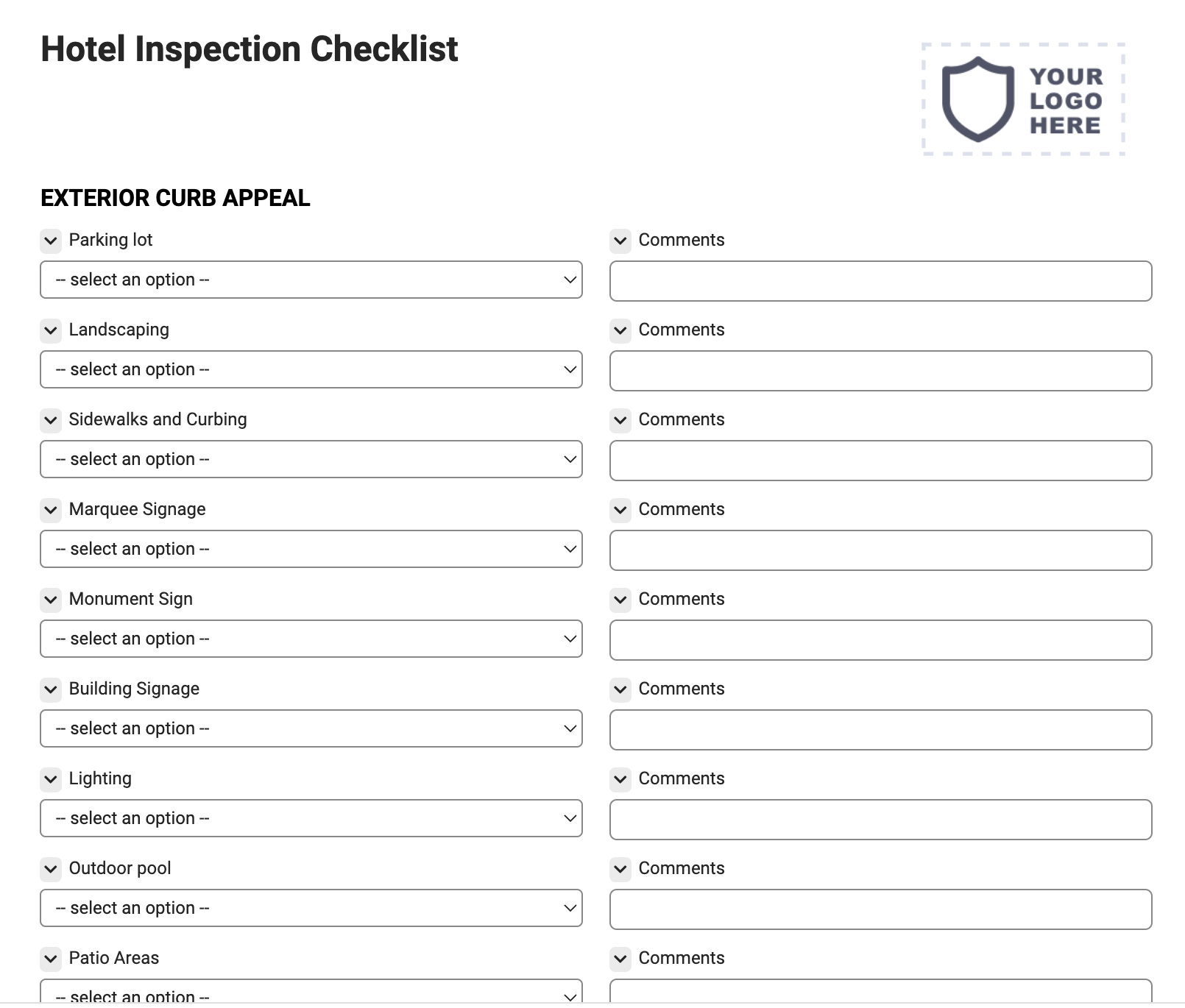 Hotel Inspection Checklist
