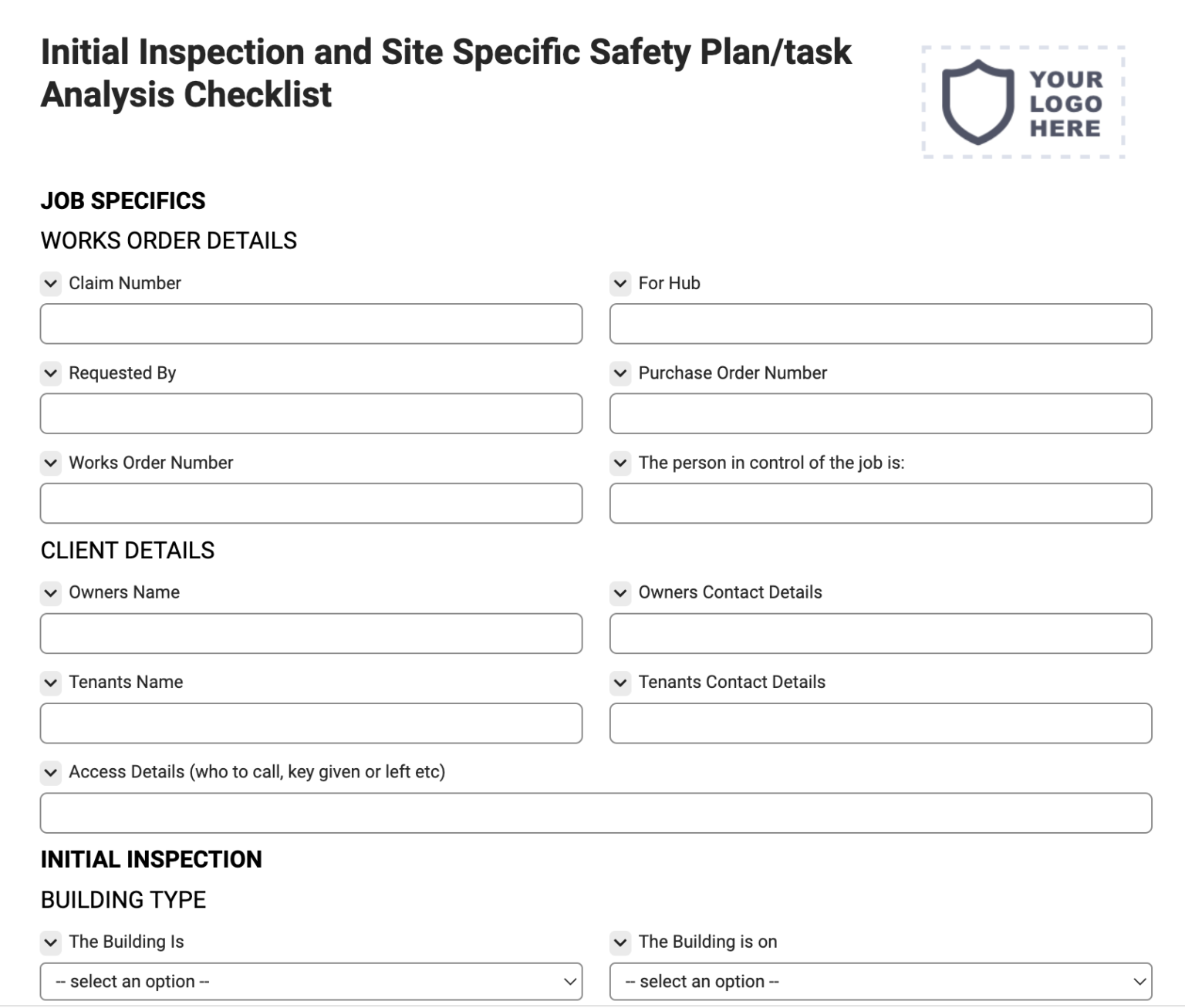 Initial Inspection And Site Specific Safety Plan Task Analysis 