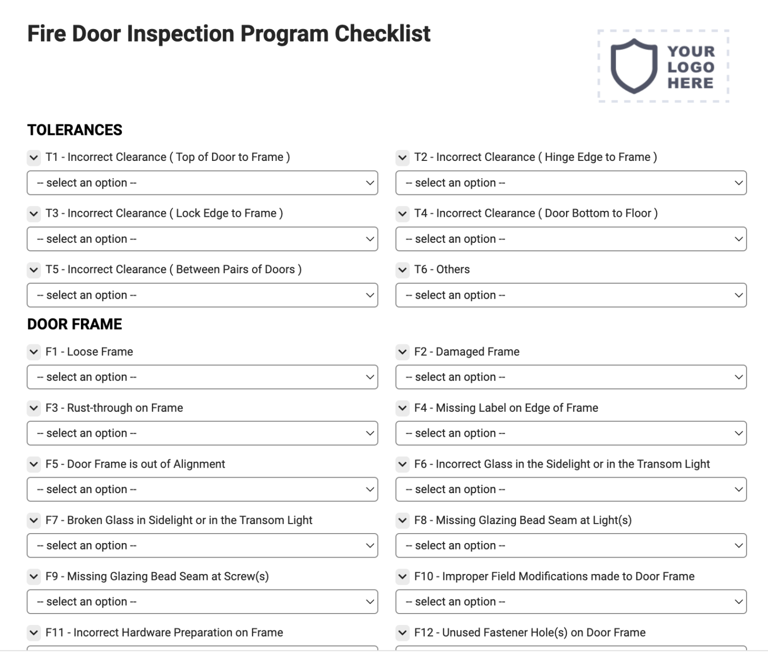 Fire Door Inspection Program Checklist Joyfill