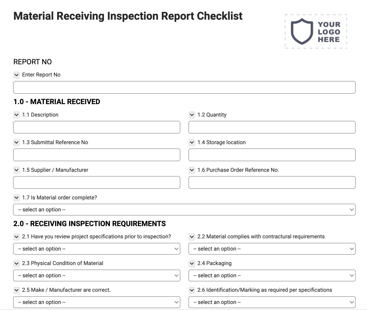 Receiving Inspection Checklist Form Fill Out And Sign Printable Pdf Hot Sex Picture 4982
