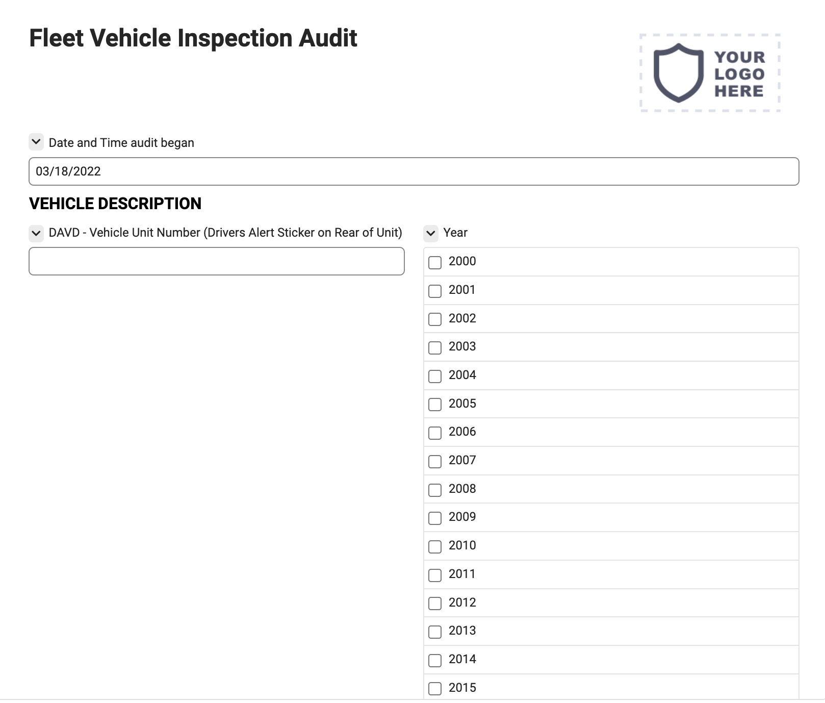 Fleet Vehicle Inspection Audit
