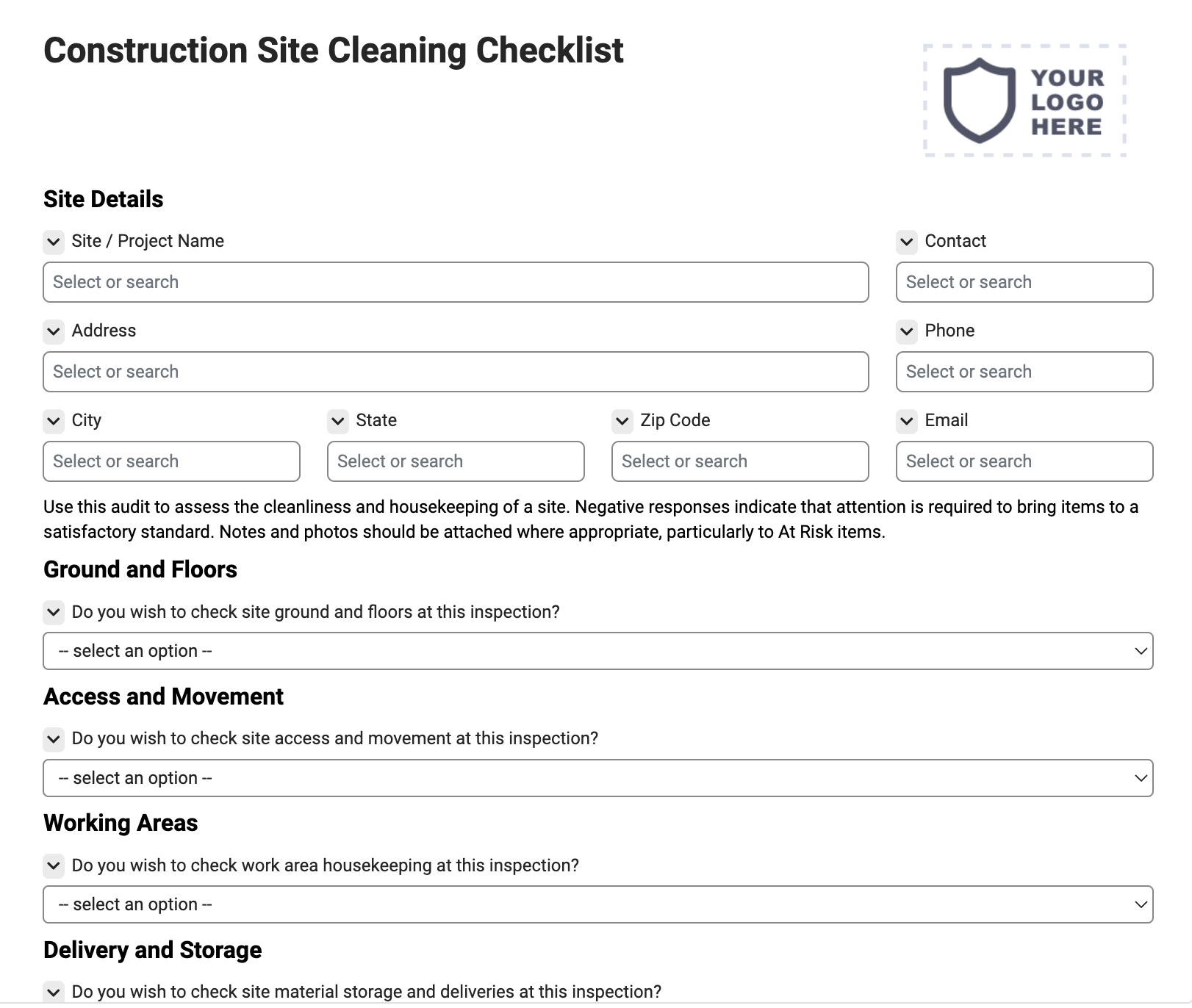 Construction Site Cleaning Checklist