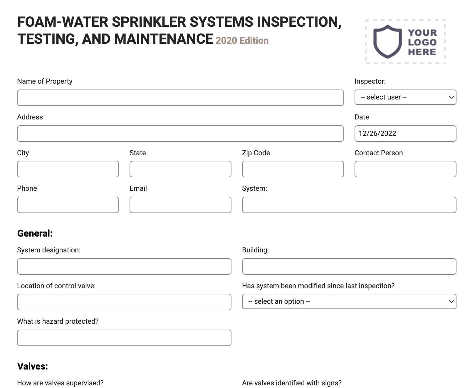 Foam Water Sprinkler Inspection Form Nfpa 25 For Mobile Tablet Fillable Pff Joyfill 5464