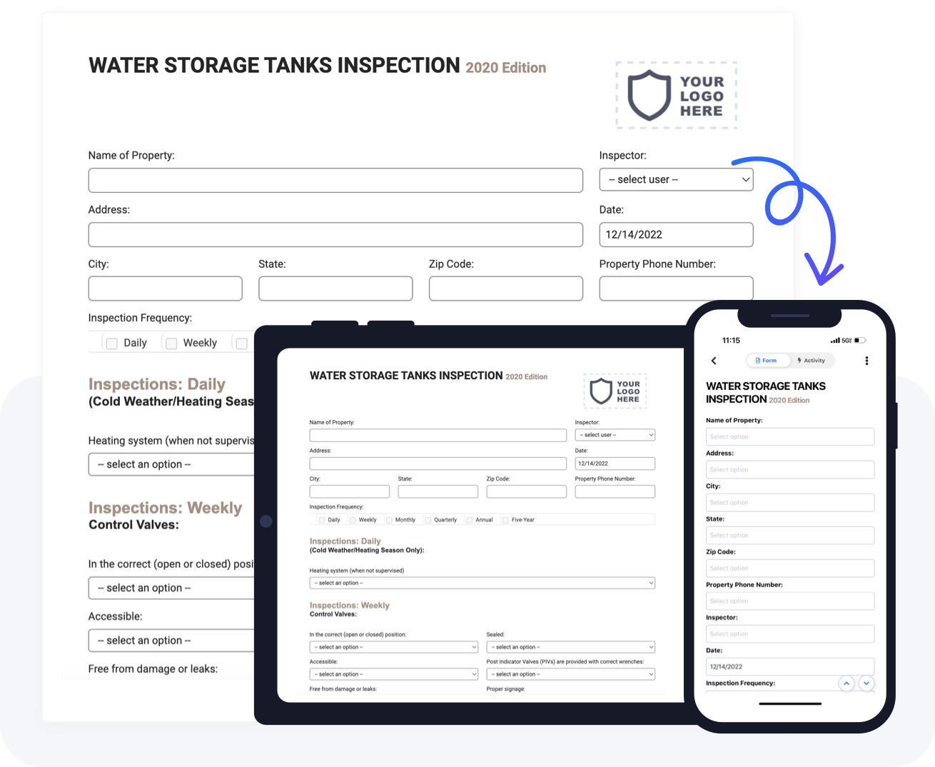 water storage tanks inspection form preview