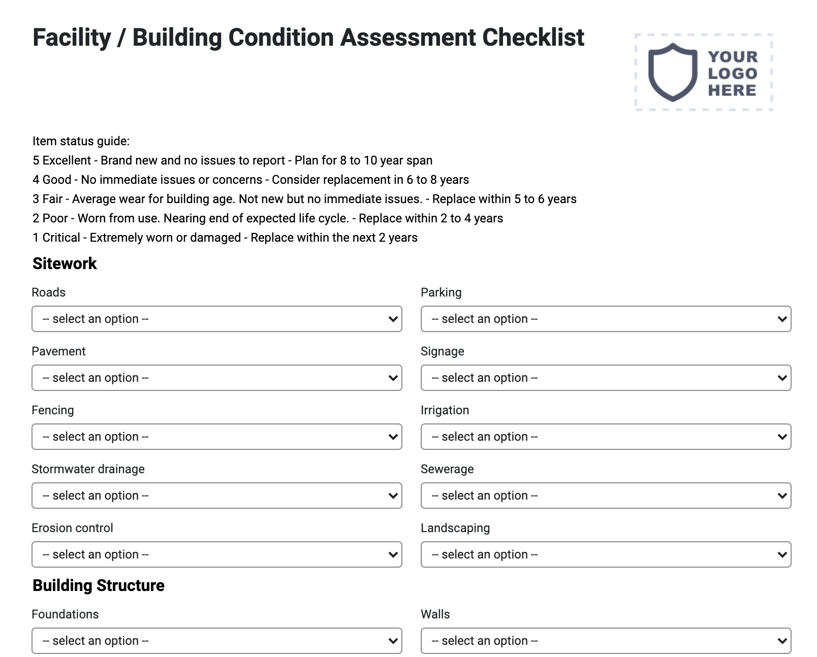 Building Condition Assessment Form Joyfill