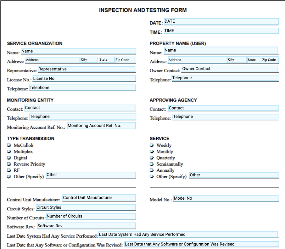 Supplementary Initiating Devices Inspection Form - Joyfill