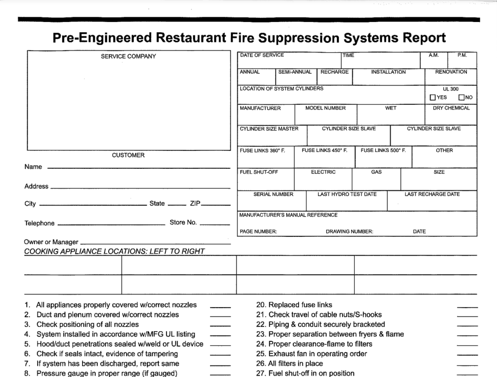 PreEngineered Restaurant Fire Suppression System Report Joyfill