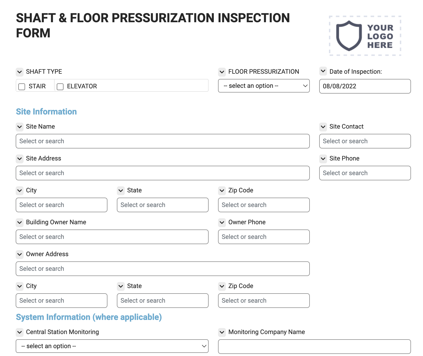 Shaft Pressurization Inspection Form for Mobile, Tablet, PDF - Joyfill